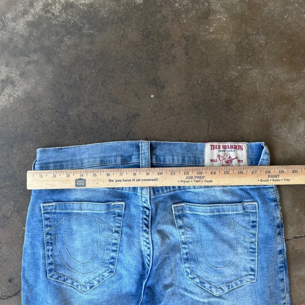 True Religion Geno Jeans Mens 34 Blue Excellent Relaxed Slim Horseshoe Stitch
